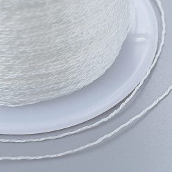 Белый Полиэфирная плетеная металлическая нить, для изготовления и вышивки плетеных браслетов своими руками, белые, 0.4 мм, 6 -ply, около 54.68 ярдов (50 м) / рулон