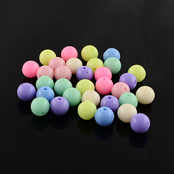 Mixed Color Round Solid Color Opaque Acrylic Beads, Mixed Color, 12mm, Hole: 2mm, about 500pcs/500g