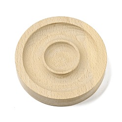 Wheat Beech Wooden Bangle Bracelet Finger Ring Diplay Holder Tray, Flat Round, Wheat, 95x20mm, Bracelet Groove: 41~77mm, Ring tray
