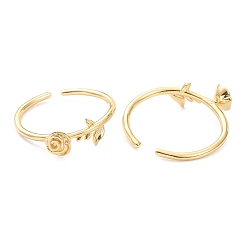 Real 18K Gold Plated Adjustable Brass Cuff Rings, Open Rings, Rose, Real 18K Gold Plated, US Size 5 1/2(16.1mm), Inner Diameter: 16mm