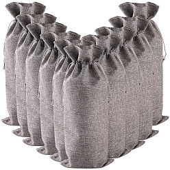 Gris Lino rectangular mochilas de cuerdas, con etiquetas de precio y cuerdas, para el envasado de botellas de vino, gris, 36x16 cm