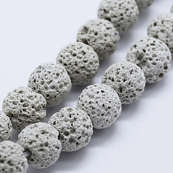 Lava Rock Natural Lava Rock Beads Strands, Dyed, Round, 8~9mm, Hole: 1mm, about 50pcs/strand, 15.1 inch(38.5cm)