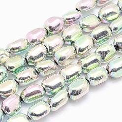 Plaqué Arc-En-Ciel Galvanoplastie non magnétiques hématite synthétique brins de perles, nuggets, arc-en-ciel plaqué, 7x4~5mm, Trou: 1mm, Environ 57 pcs/chapelet, 15.7 pouce (40 cm)