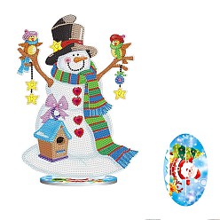 Snowman DIY Christmas Theme Display Decor Diamond Painting Kits, Including Plastic Board, Resin Rhinestones, Pen, Tray Plate and Glue Clay, Snowman, 290x210x80mm