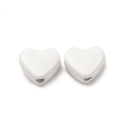 White Heart Spray Painted Alloy Beads, Cadmium Free & Nickel Free & Lead Free, White, 5x6x3mm, Hole: 1.2mm