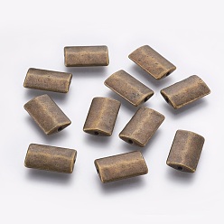 Bronce Antiguo Abalorios de aleación de estilo tibetano, Rectángulo, sin plomo y cadmio, Bronce antiguo, Agujero de 17x10.5x3.5 mm: 2 mm