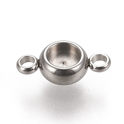 Stainless Steel Color 304 Stainless Steel Links Connectors Settings, Plain Edge Bezel Cups, Flat Round, Stainless Steel Color, Tray: 4mm, 12x6.5x3mm, Hole: 1.8mm