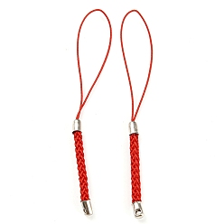 FireBrick Polyester Cord Mobile Straps, with Platinum Plated Iron Findings, FireBrick, 8~9cm