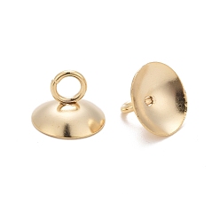 Golden 201 Stainless Steel Bead Cap Pendant Bails, for Globe Glass Bubble Cover Pendants, Golden, 7x10mm, Hole: 3mm