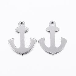 Stainless Steel Color 201 Stainless Steel Stamping Blank Tag Pendants, Anchor, Stainless Steel Color, 16x13x1mm, Hole: 1.5mm