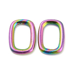Rainbow Color 304 de acero inoxidable que une los anillos, Rectángulo, color del arco iris, 14x10x1.5 mm, diámetro interior: 10x16 mm