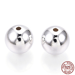 Plata 925 perlas de plata esterlina, rondo, plata, 12x11.5 mm, agujero: 2 mm