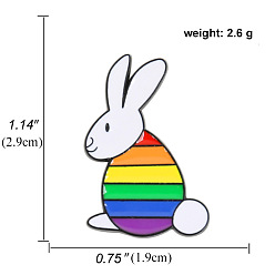 Coloré Épinglette en émail de lapin drapeau de la fierté arc-en-ciel, insigne en alliage pour vêtements de sac à dos, colorées, 29x19mm