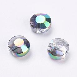Разноцветный Имитация Австрийские кристаллические шарики, класс AAA, граненые, плоско-круглые, красочный, 6x3.5 мм, отверстие : 0.7~0.9 мм