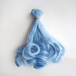 Azul Cielo Pelo largo de la peluca de la muñeca del peinado de la permanente de la pera de la fibra de alta temperatura, para diy girl bjd makings accesorios, luz azul cielo, 5.91~39.37 pulgada (15~100 cm)