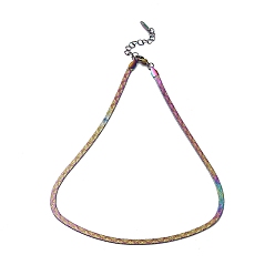Rainbow Color Ion Plating(IP) 304 Stainless Steel Herringbone Chain Necklace, Rainbow Color, 15.98 inch(40.6cm)