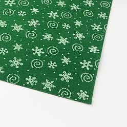 Green Snowflake & Helix Pattern Printed Non Woven Fabric Embroidery Needle Felt for DIY Crafts, Green, 30x30x0.1cm, 50pcs/bag