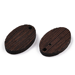 Oval Colgantes de madera de wengué natural, sin teñir, coco marrón, oval, 23x15.5x3.5 mm, agujero: 2 mm