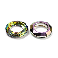 Colorido Anillos de unión de vidrio electrochapado, anillo cósmico de cristal, anillo prisma, facetados, espalda plateada, anillo redondo, colorido, 30x6.5 mm, diámetro interior: 17 mm