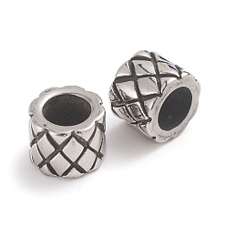 Antique Silver 304 Stainless Steel Beads, Large Hole Beads, Column, Antique Silver, 9x7mm, Hole: 5.5mm