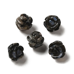 Glaucophane Натуральные резные цветочные бусины из глаукофана, роза, 8.5~10x10x10.5 мм, отверстие : 1 мм