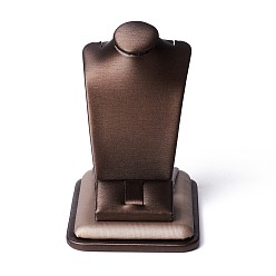 Brun De Noix De Coco Trèfle en bois avec des présentoirs de colliers en cuir pu, avec éponge et papier cartonné, brun coco, 6.3x9.1x8.9 cm