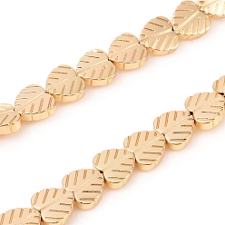 Light Gold Plated Electroplated Non-magnetic Synthetic Hematite Beads Strands, Heart Leaf, Light Gold Plated, 8x8x2.5mm, Hole: 0.8mm, about 55pcs/Strand, 16.14 inch(41cm)