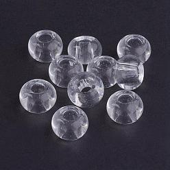 Clear Glass European Beads, Large Hole Beads, Rondelle, Clear, 15x10mm, Hole: 5~6.4mm