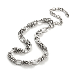Stainless Steel Color 304 Stainless Steel Byzantine Chain Necklaces, Stainless Steel Color, 12.76 inch(32.4cm)
