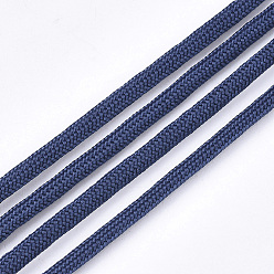 Bleu Nuit 7 âmes intérieures cordes en polyester et spandex, couleur unie, pour la fabrication de bracelets en corde, bleu minuit, 4~5mm, environ 109.36 yards (100m)/paquet, 420~500g / bundle