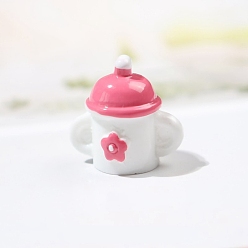 Rose Nacré Mini biberon en résine, accessoires de maison de poupée micro paysage, faire semblant de décorations d'accessoires, perle rose, 17x19mm