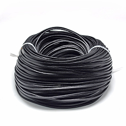 Черный Плоские кожаные шнуры, DIY веревка для изготовления ювелирных изделий ожерелье браслет, чёрные, 3x2 мм, около 100 ярдов / пачка (300 футов / пачка)