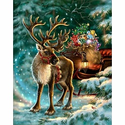 Deer DIY Christmas Theme Diamond Painting Kits, including Resin Rhinestones, Diamond Sticky Pen, Tray Plate and Glue Clay, Deer Pattern, 400x300mm