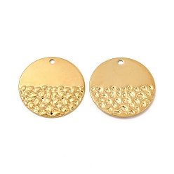 Real 18K Gold Plated Ion Plating(IP) 304 Stainless Steel Pendants, Flat Round Charm, Real 18K Gold Plated, 23x1mm, Hole: 1.8mm