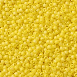(402F) Yellow Opaque Rainbow Matte Toho perles de rocaille rondes, perles de rocaille japonais, (402 f) arc-en-ciel opaque jaune mat, 11/0, 2.2mm, Trou: 0.8mm, environ5555 pcs / 50 g