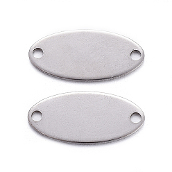 Stainless Steel Color 201 Stainless Steel Links connectors, Stamping Blank Tag, Oval, Stainless Steel Color, 16.5x7.5x0.7mm, Hole: 1.4mm