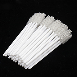 White Nylon Disposable Eyebrow Brush with Plastic Handle, Mascara Wands, for Extensions Lash Makeup Tools, White, 9.8cm