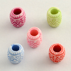 Mixed Color Craft Style Acrylic Beads, Barrel, Mixed Color, 7x8.5mm, Hole: 4mm, about 1700pcs/500g