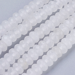 White Jade Natural White Jade Beads Strands, Faceted, Rondelle, 4~4.5x2~2.5mm, Hole: 1mm, about 150pcs/strand, 15.1  inch~15.3 inch(38.5~39cm)