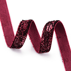 Dark Red Glitter Sparkle Ribbon, Polyester & Nylon Ribbon, Dark Red, 3/8 inch(9.5~10mm), about 50yards/roll(45.72m/roll)