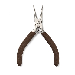 Coconut Brown Steel Jewelry Pliers, Round Nose Pliers, with Plastic Handle, Coconut Brown, 12x7.8x1.1cm