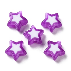 Medium Orchid Star Acrylic Beads, Bead in Bead, Medium Orchid, 8.5x9x4mm, Hole: 1.8mm, about 2941pcs/500g