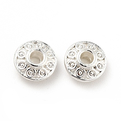Silver Rack Plating Alloy Beads, Long-Lasting Plated, Cadmium Free & Lead Free, Disc, Silver, 6x3mm, Hole: 2mm