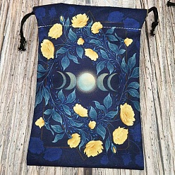 Leaf Printed Velvet Tarot Card Storage Drawstring Pouches, Rectangle, for Witchcraft Articles Storage, Leaf, 18x13.5cm