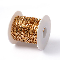 Golden Ion Plating(IP) 304 Stainless Steel Box Chains, Unwelded, with Spool, Golden, 4x2x1mm, about 65.61 Feet(20m)/roll