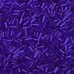 Color de Malva Canutillos de cristal transparente, agujero redondo, color de malva, 3~8x2 mm, agujero: 0.7 mm, aproximadamente 450 g / libra