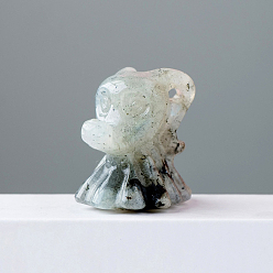 Piedra de La Luna Decoraciones de exhibición de estatuilla de perro fantasma de Halloween de piedra lunar gris natural, adornos de piedra de energía, 30 mm