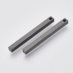 Gunmetal 201 Stainless Steel Pendants, Bar, Gunmetal, 35x3x3mm, Hole: 1.5mm