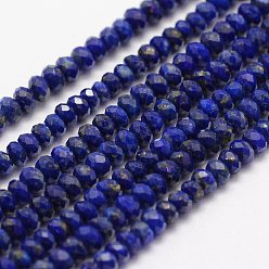 Lapis Lazuli Natural Lapis Lazuli Beads Strands, Faceted, Rondelle, Grade AAA, 3x2mm, Hole: 0.5~0.6mm, about 129~173pcs/strand, 15.5 inch(39.5cm)