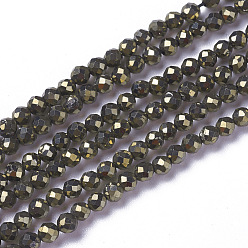 Pyrite Natural Pyrite Beads Strands, Faceted, Round, 2~2.5x2mm, Hole: 0.2mm, about 158~205pcs/strand, 15.7~16.7 inch(40~42.5cm)